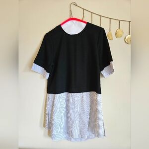 Pearl by Lela Rose Long Layered Ponte Poplin Combo Top, Originally $285